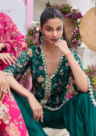 Sheena emerald green jacket and flared pants