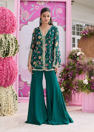 Sheena emerald green jacket and flared pants