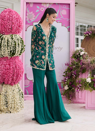 Sheena emerald green jacket and flared pants