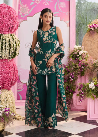 Rashi emerald green kurta pant set