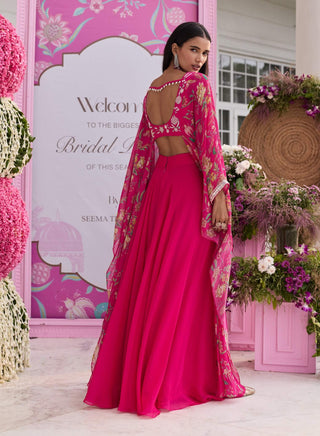 Saanvi hot pink cape sharara set