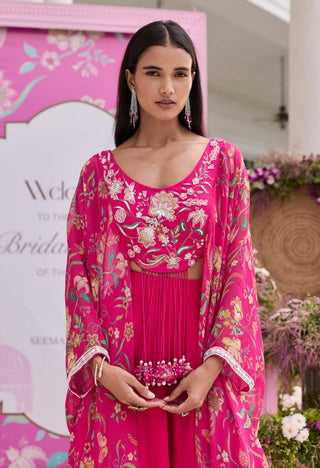 Saanvi hot pink cape sharara set