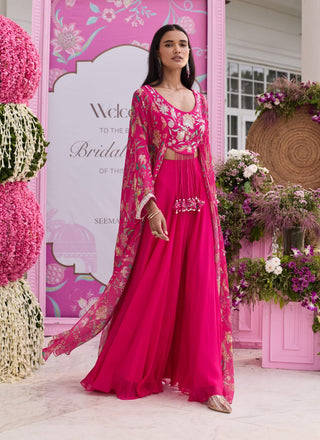 Saanvi hot pink cape sharara set
