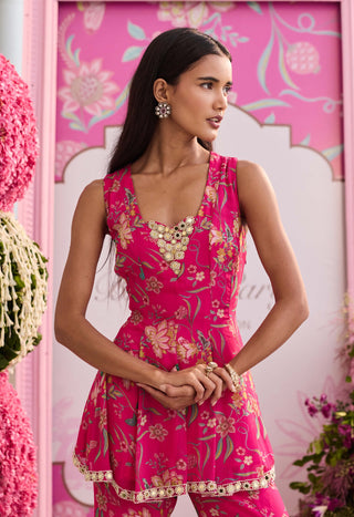 Mahima hot pink peplum and pants