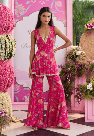 Mahima hot pink peplum and pants