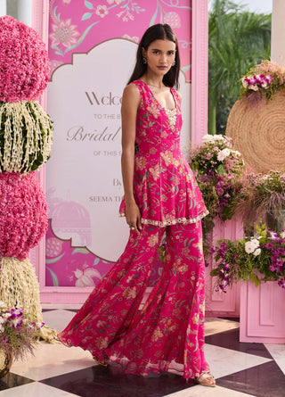 Mahima hot pink peplum and pants