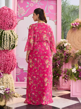 Ridhi hot pink embellished kaftan
