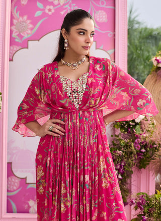 Ridhi hot pink embellished kaftan