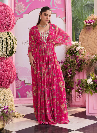 Ridhi hot pink embellished kaftan