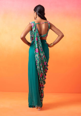Seema Thukral-Emerald Green Printed Choli And Skirt Set-INDIASPOPUP.COM
