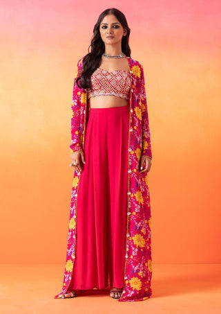 Seema Thukral-Fuscia Pink Cami Top And Jacket Set-INDIASPOPUP.COM