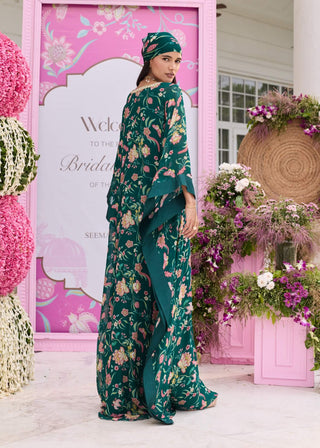 Astha emerald green embellished kaftan