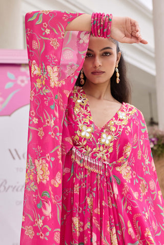 Mishi hot pink draped dress