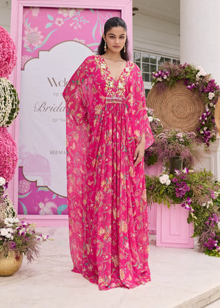 Mishi hot pink draped dress