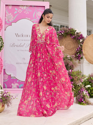 Mishi hot pink draped dress