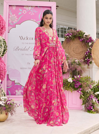 Mishi hot pink draped dress