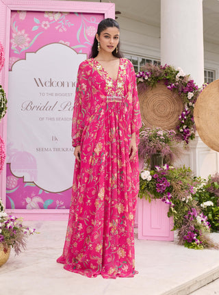 Mishi hot pink draped dress