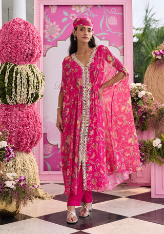Myra hot pink kaftan pant set