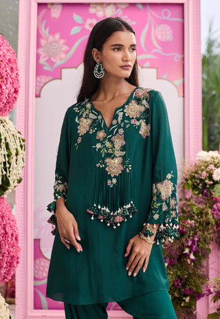 Syna emerald green kurta salwar set