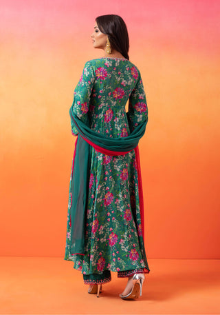 Seema Thukral-Emerald Green Printed Kurta Set-INDIASPOPUP.COM