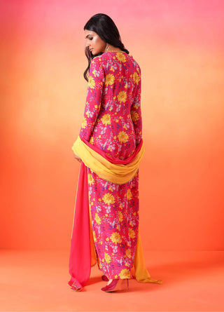 Seema Thukral-Fuscia Pink Printed Kurta Set-INDIASPOPUP.COM