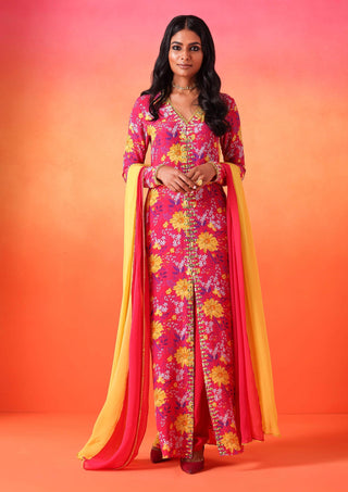 Seema Thukral-Fuscia Pink Printed Kurta Set-INDIASPOPUP.COM