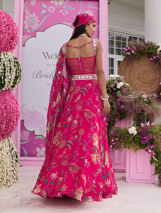 Naina hot pink corset lehenga set