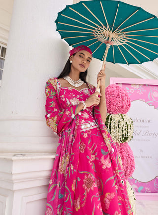 Naina hot pink corset lehenga set