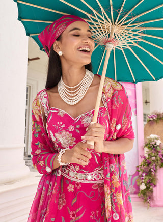 Naina hot pink corset lehenga set
