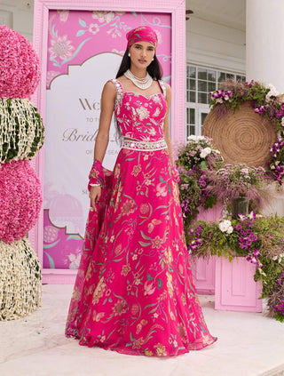 Naina hot pink corset lehenga set