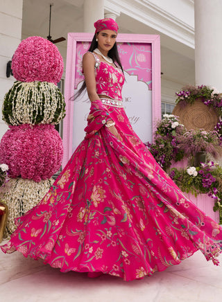 Naina hot pink corset lehenga set