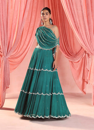 Seema Thukral-Natasha Emerald Green Lehenga And Blouse-INDIASPOPUP.COM