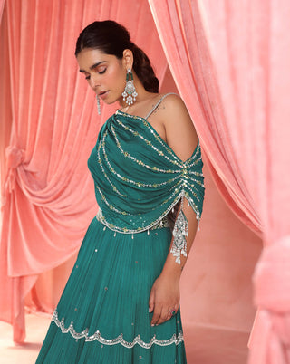 Seema Thukral-Natasha Emerald Green Lehenga And Blouse-INDIASPOPUP.COM