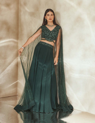 Seema Thukral-Emerald Green Choli And Skirt-INDIASPOPUP.COM