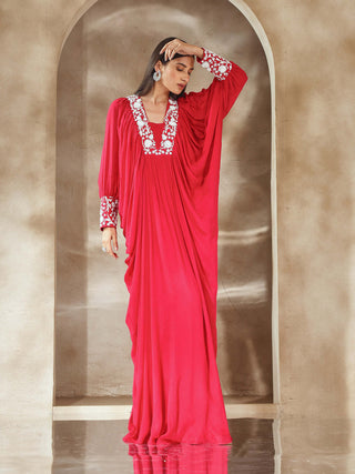 Seema Thukral-Rasberry Pink Embellished Kaftan-INDIASPOPUP.COM