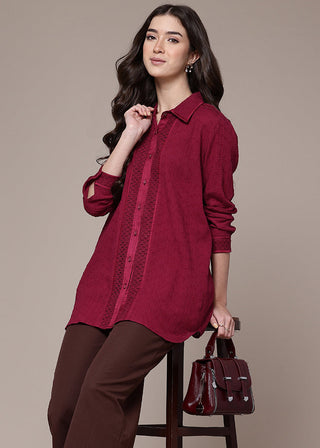 Magenta solid full sleeve shirt