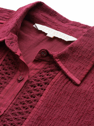 Magenta solid full sleeve shirt