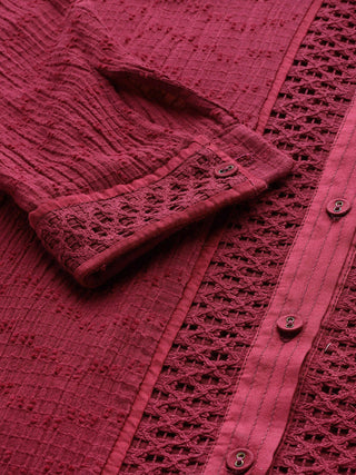 Magenta solid full sleeve shirt