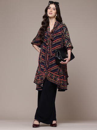Black geometric printed kaftan