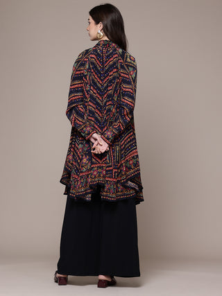 Black geometric printed kaftan