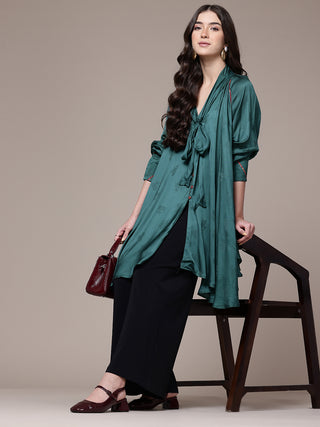 Teal solid full sleeve top