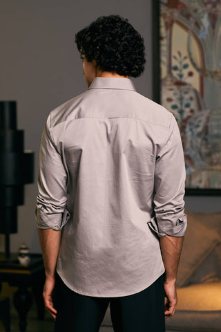 Steel Metallic Strip Shirt by Siddartha Tytler Men, available on Indiaspopup.com