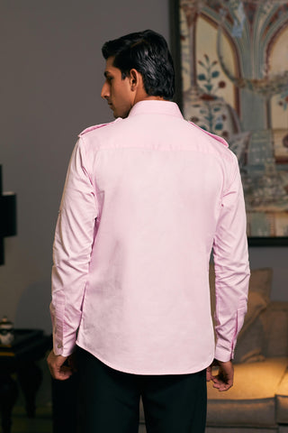 Pink Cotton Satin Pintuck Shirt by Siddartha Tytler Men, available on Indiaspopup.com