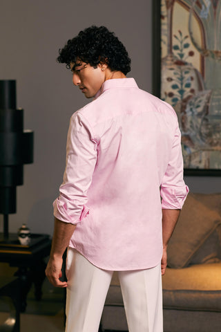 Pink Metallic Strip Shirt by Siddartha Tytler Men, available on Indiaspopup.com