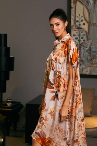 Moth Printed Oversized Kaftan Shirt by Siddartha Tytler, available on Indiaspopup.com