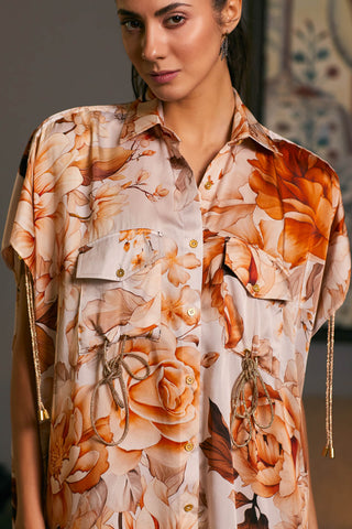 Moth Printed Oversized Kaftan Shirt by Siddartha Tytler, available on Indiaspopup.com