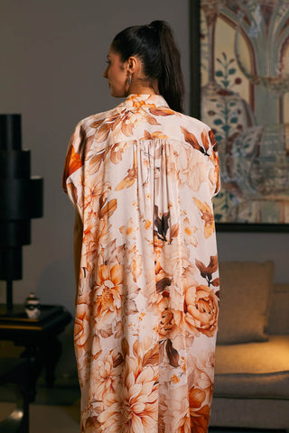 Moth Printed Oversized Kaftan Shirt by Siddartha Tytler, available on Indiaspopup.com