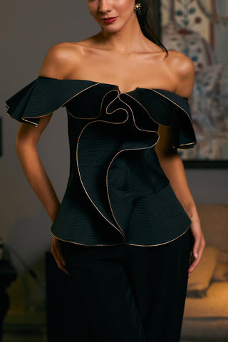 Black Quilted Structural Corset by Siddartha Tytler, available on Indiaspopup.com