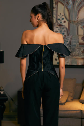 Black Quilted Structural Corset by Siddartha Tytler, available on Indiaspopup.com