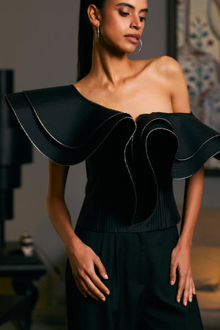 Black Quilted Structural Corset by Siddartha Tytler, available on Indiaspopup.com